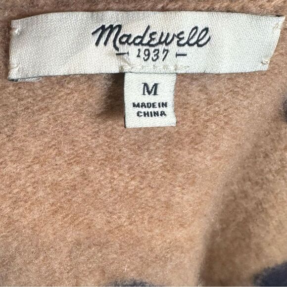 Madewell 100% merino wool mocha tan and ivory crewneck sweater size medium - Picture 7 of 7